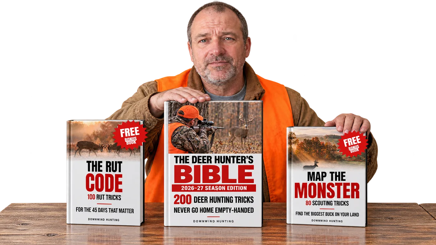 The Deer Hunter's Bible ebook cover with a mature whitetail buck in timber